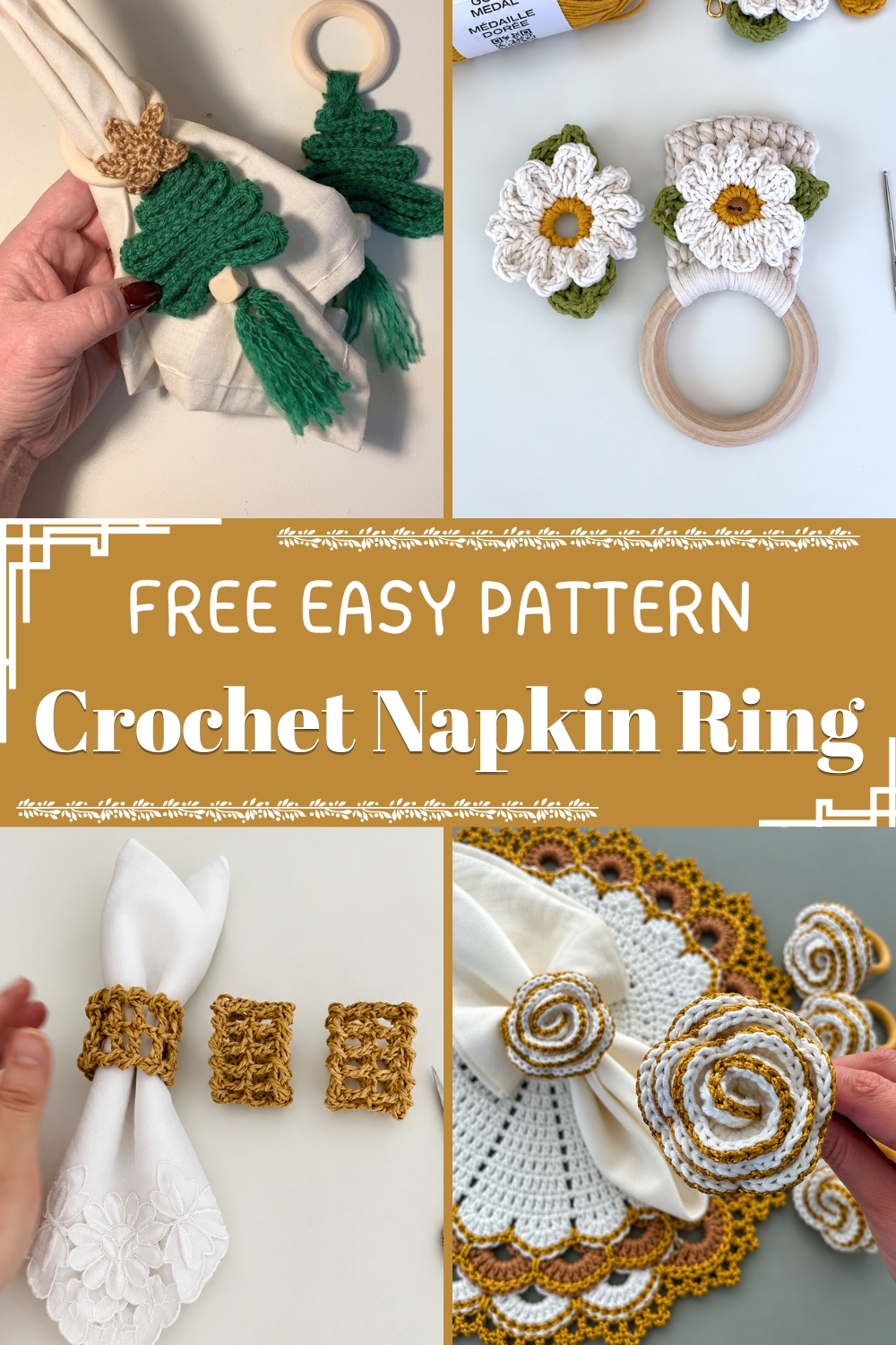 Crochet Thread Edging Patterns 10 Crochet Napkin Ring Patterns With Flowers, Scallops, And Christmas ...