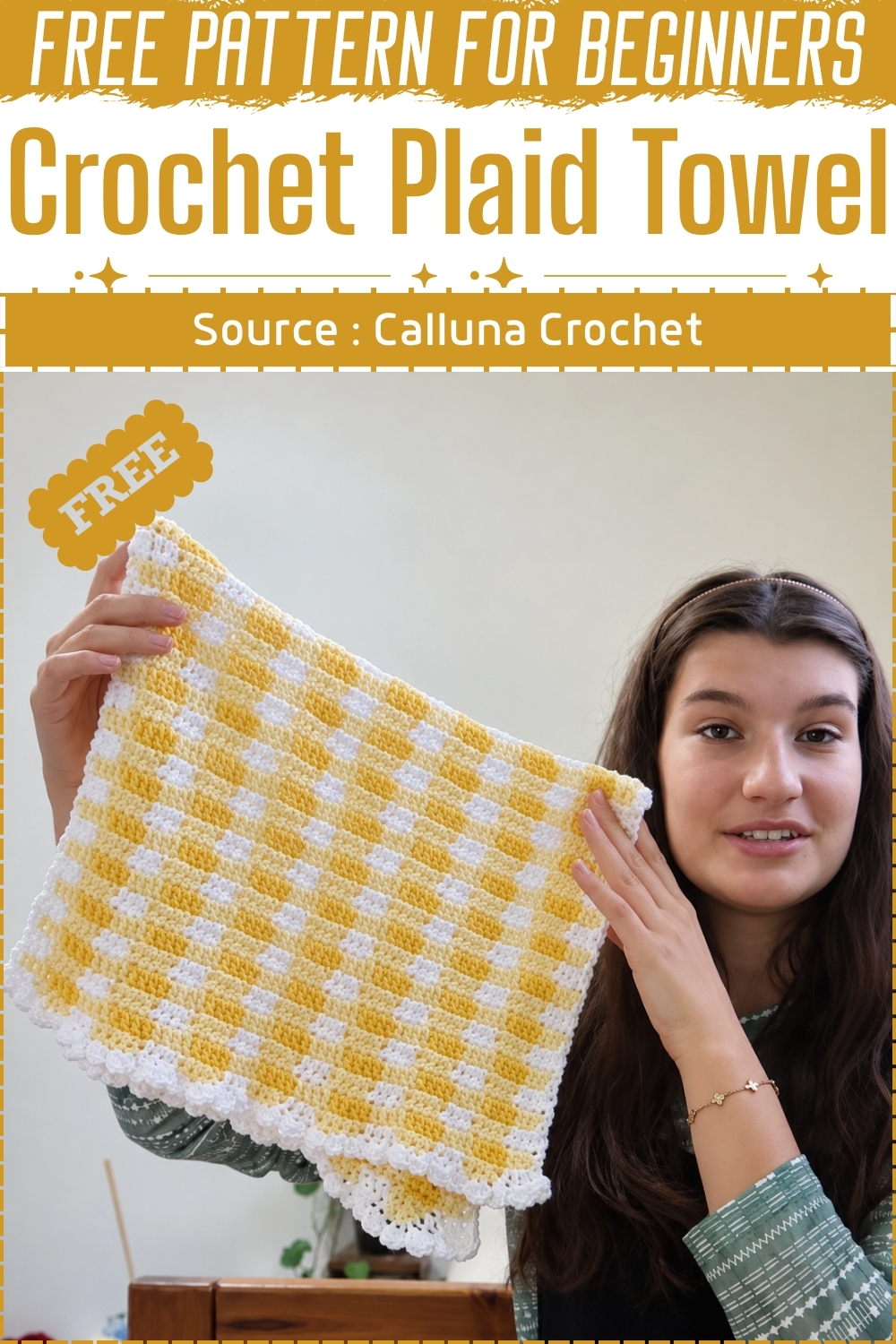 Crochet Plaid Towel