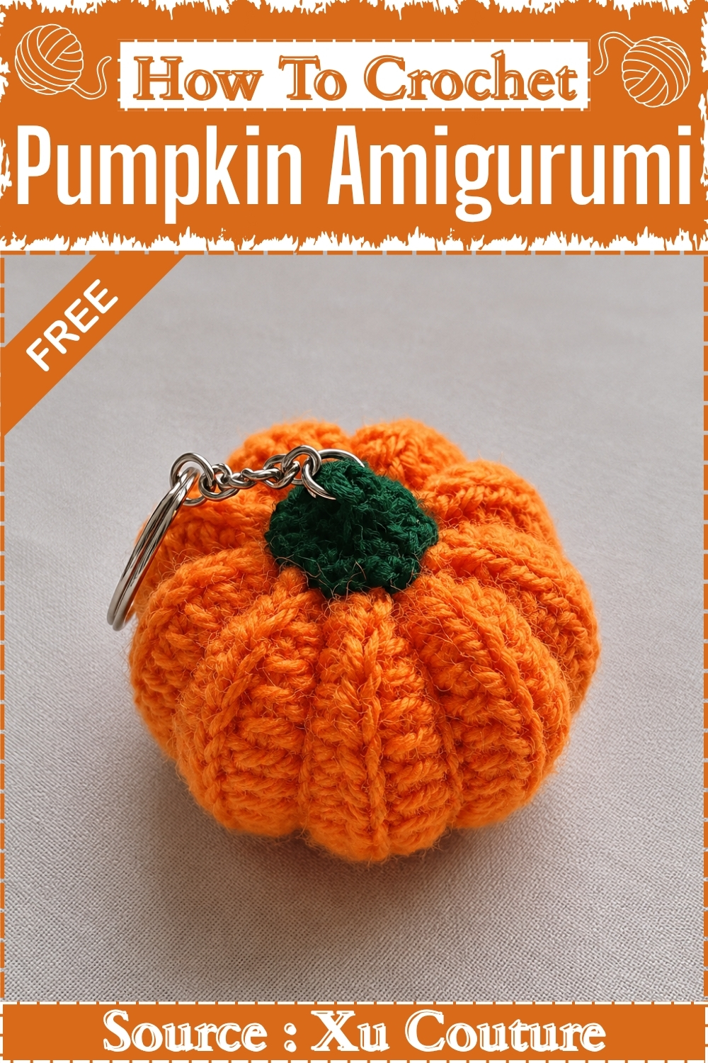Crochet Pumpkin Keychain