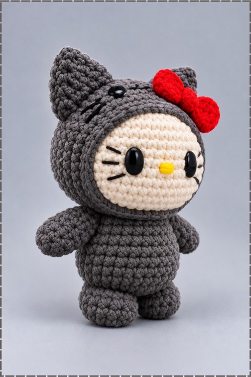 Crochet Pusheen Hello Kitty Plushie 3