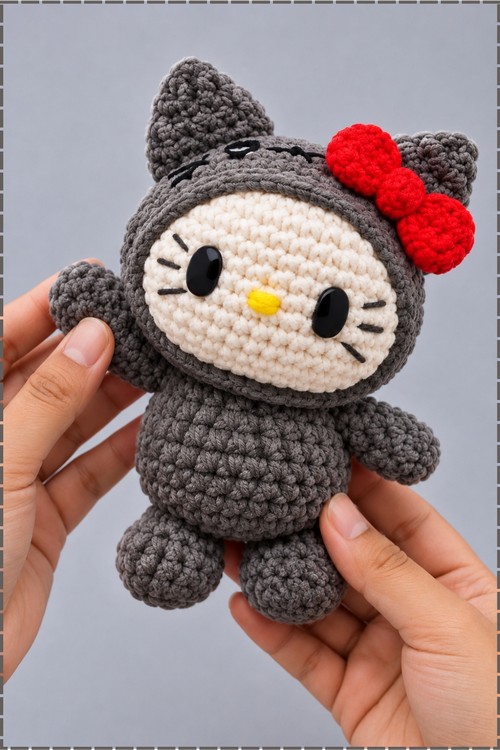 Crochet Pusheen Hello Kitty Plushie 4