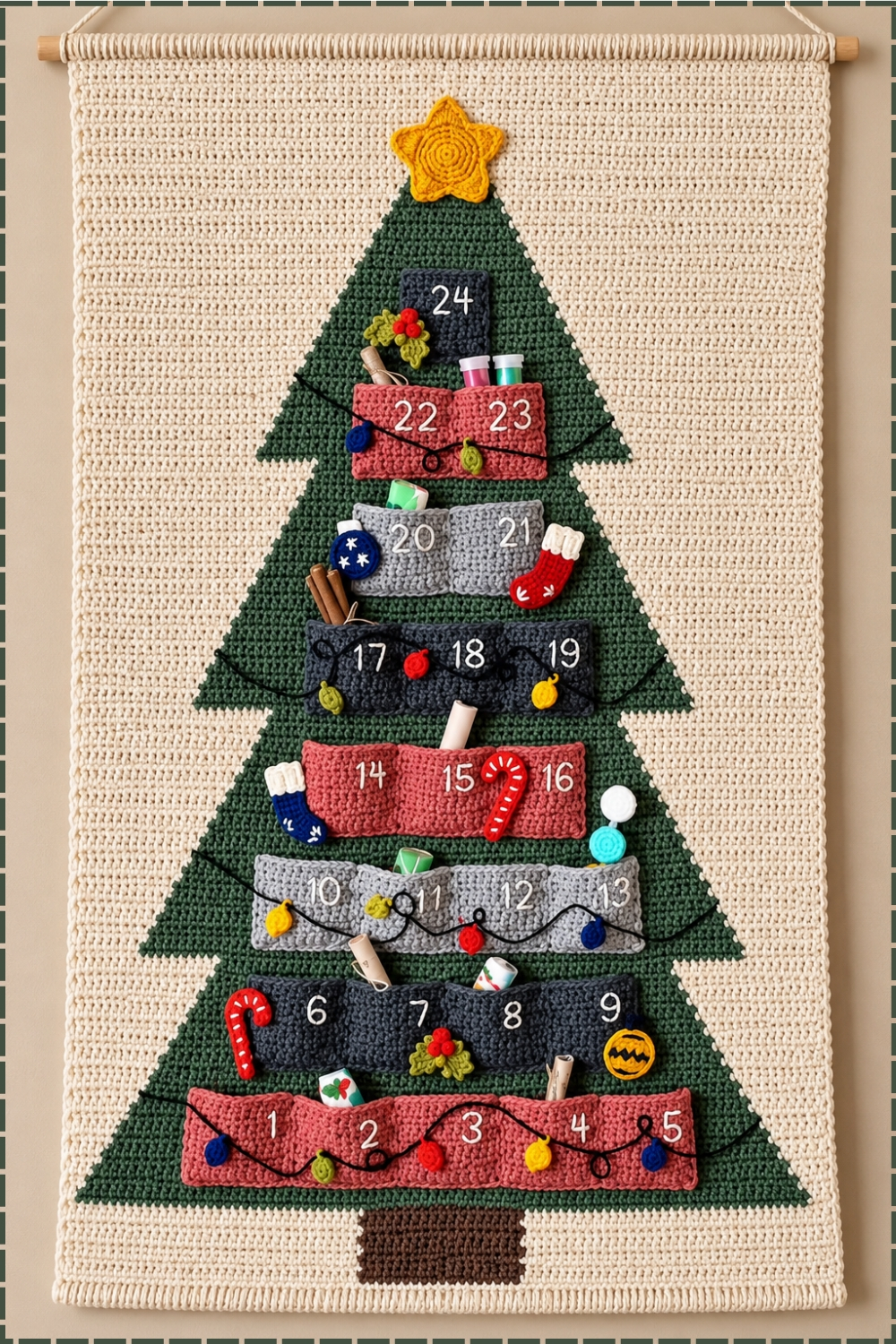 Crochet This Ribbed Pocket Advent Calendar