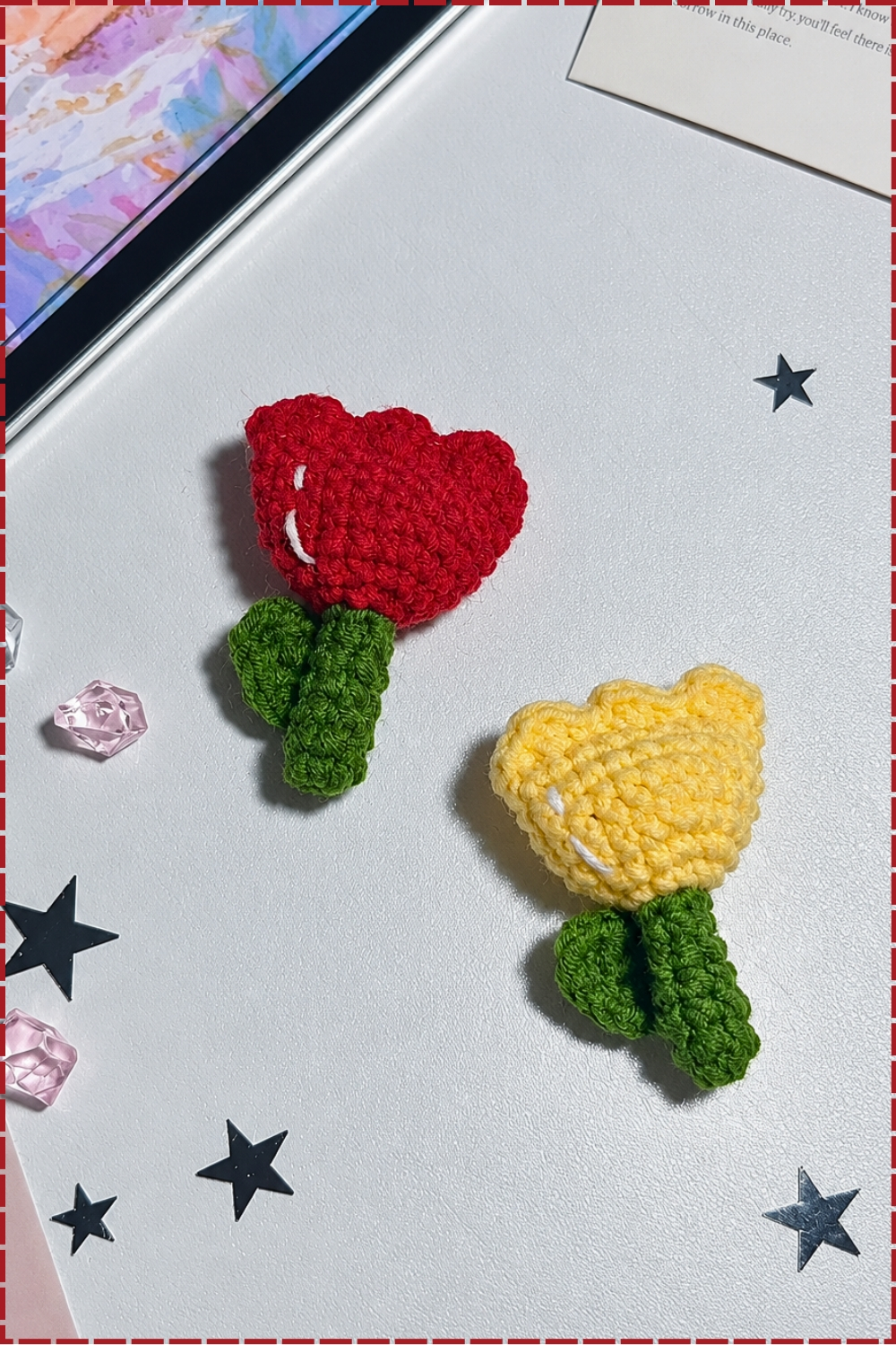 Dainty Aesthetic Crochet Tulip Keychain Tutorial