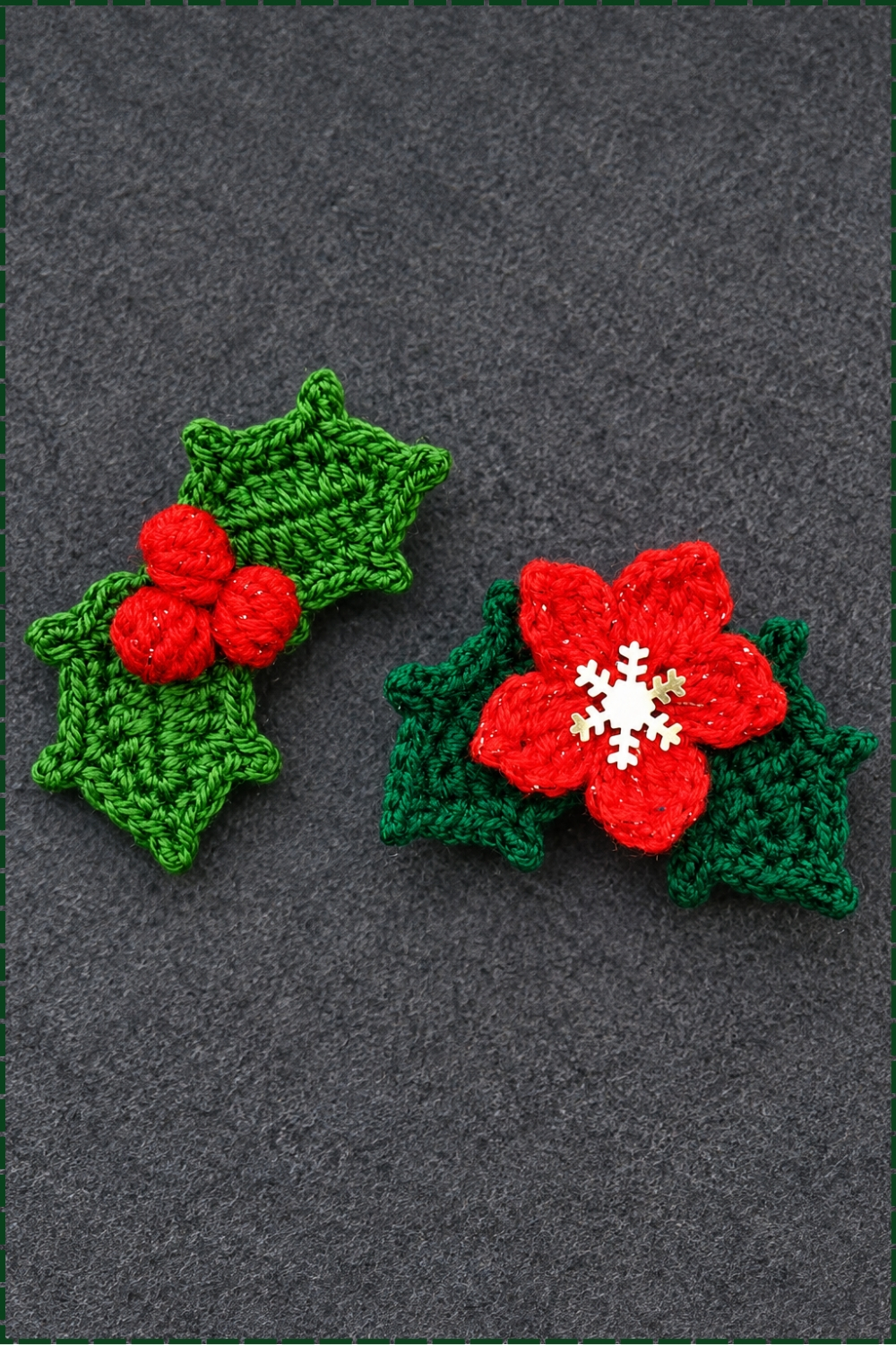 Dainty Crochet Poinsettia Flower Christmas Ornaments