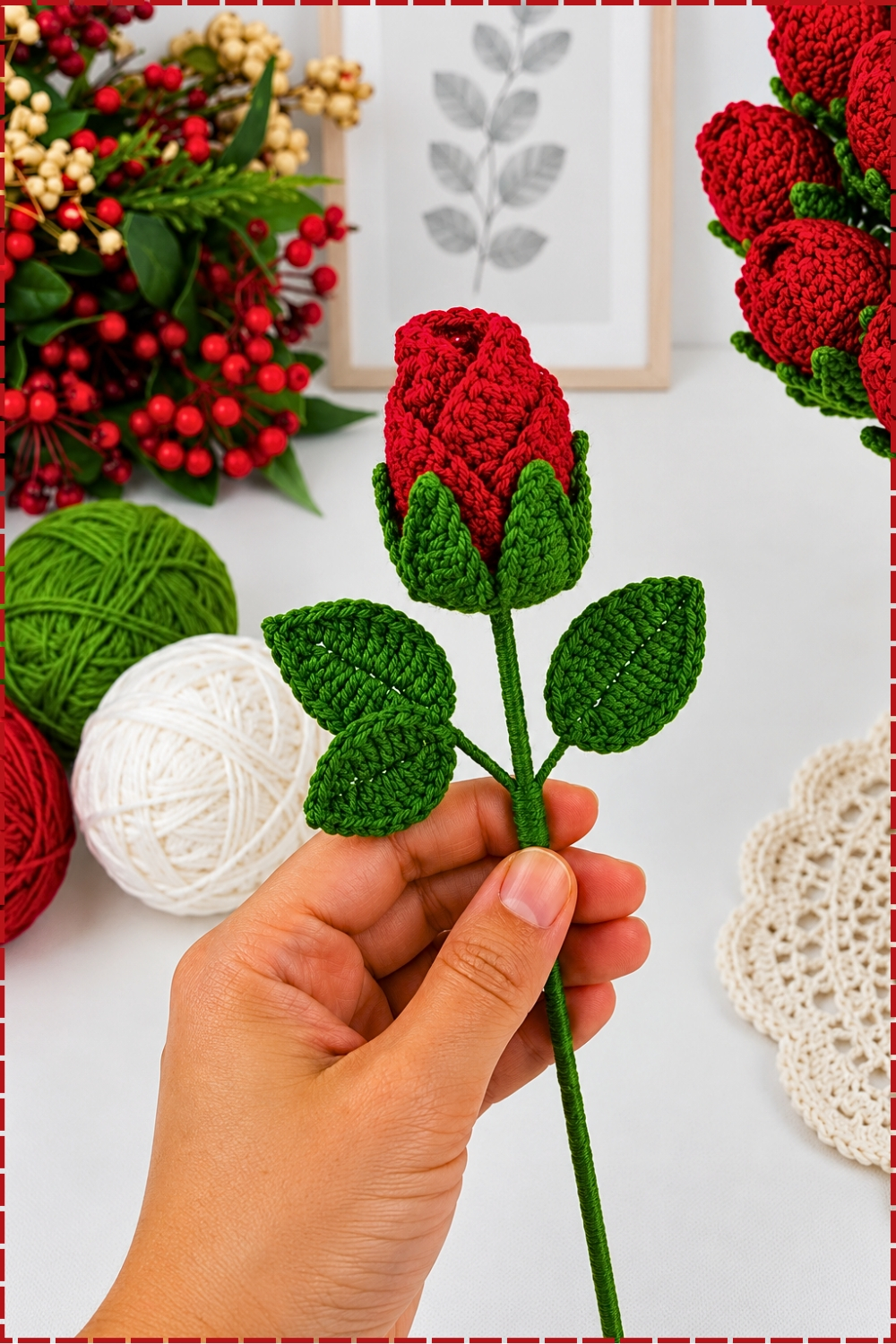 Delicate Crochet Bud Rose Making