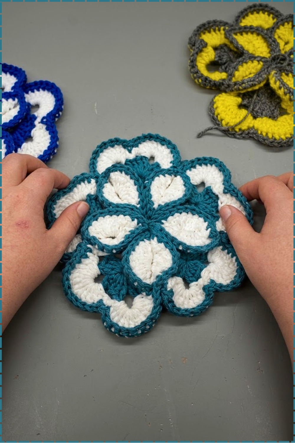 Easy Charming Crochet Star Flower Hotpad Trivet