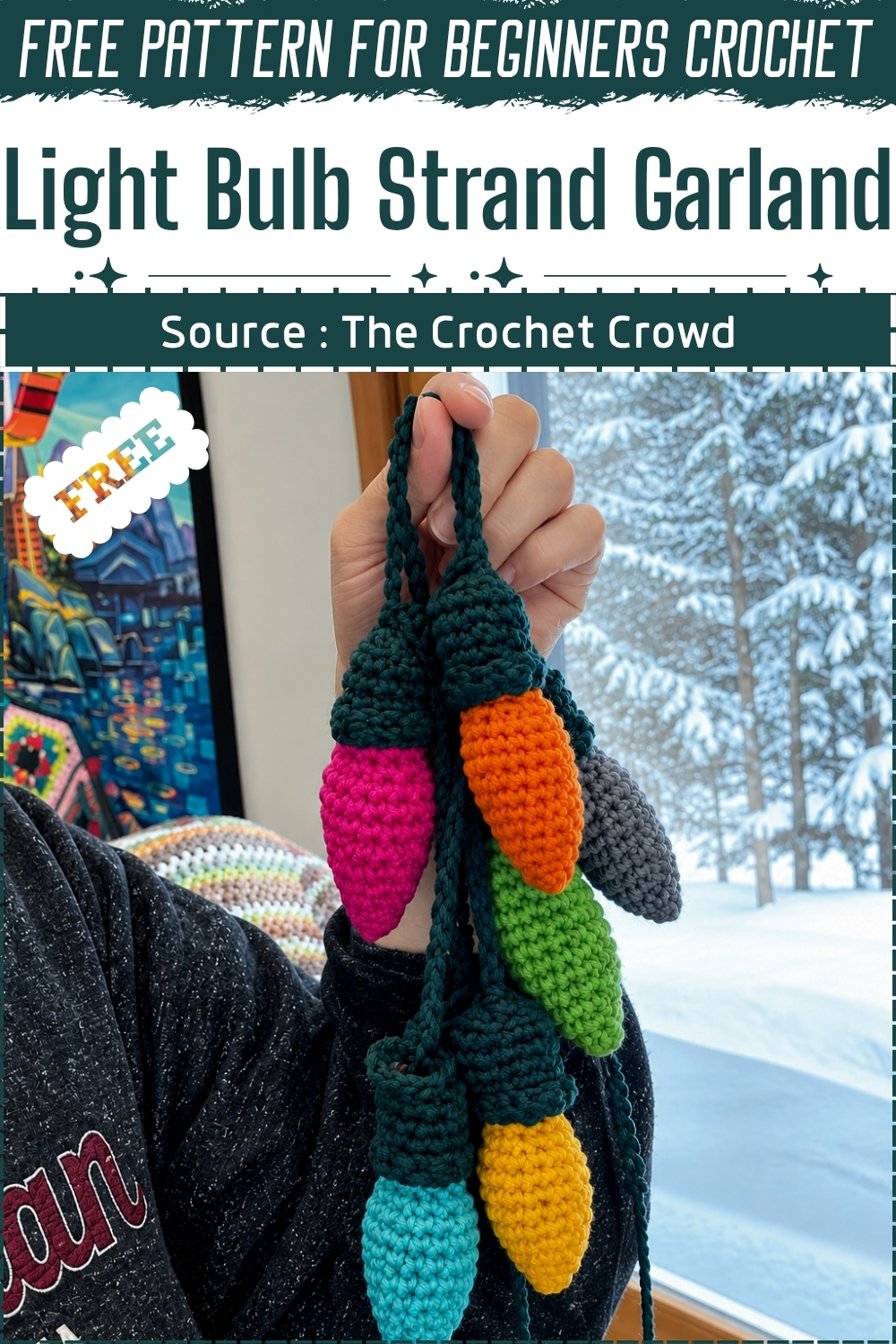 Easy Crochet Christmas Light Bulb Strand Garland