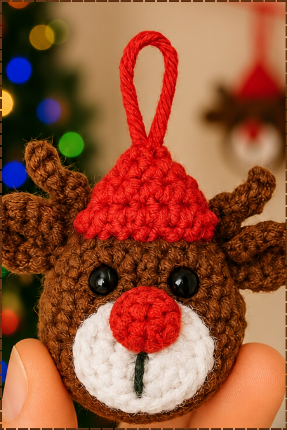Easy Hanging Crochet Reindeer Ornament