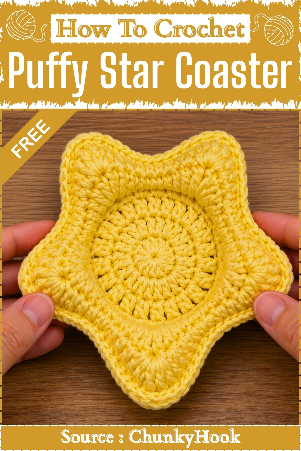 Easy How To Crochet Puffy Star Coaster