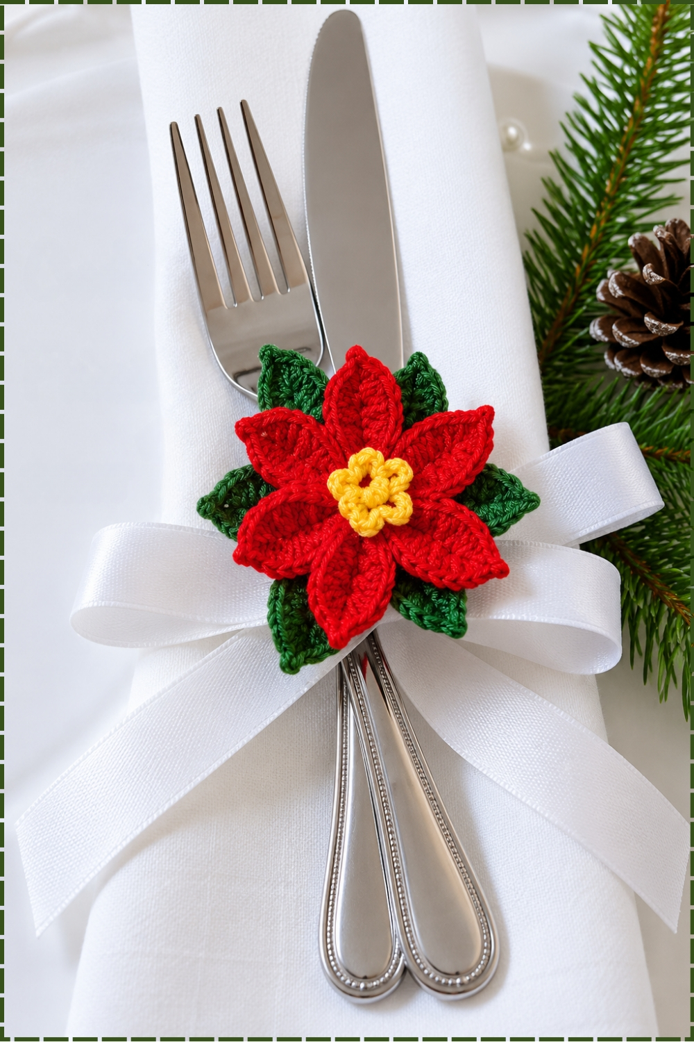 Easy Textured Crochet Poinsettia for Christmas
