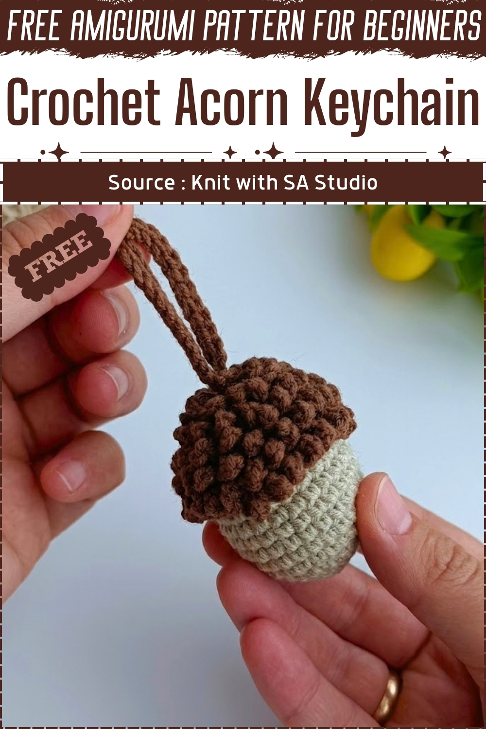 FREE Amigurumi Crochet Acorn Keychain