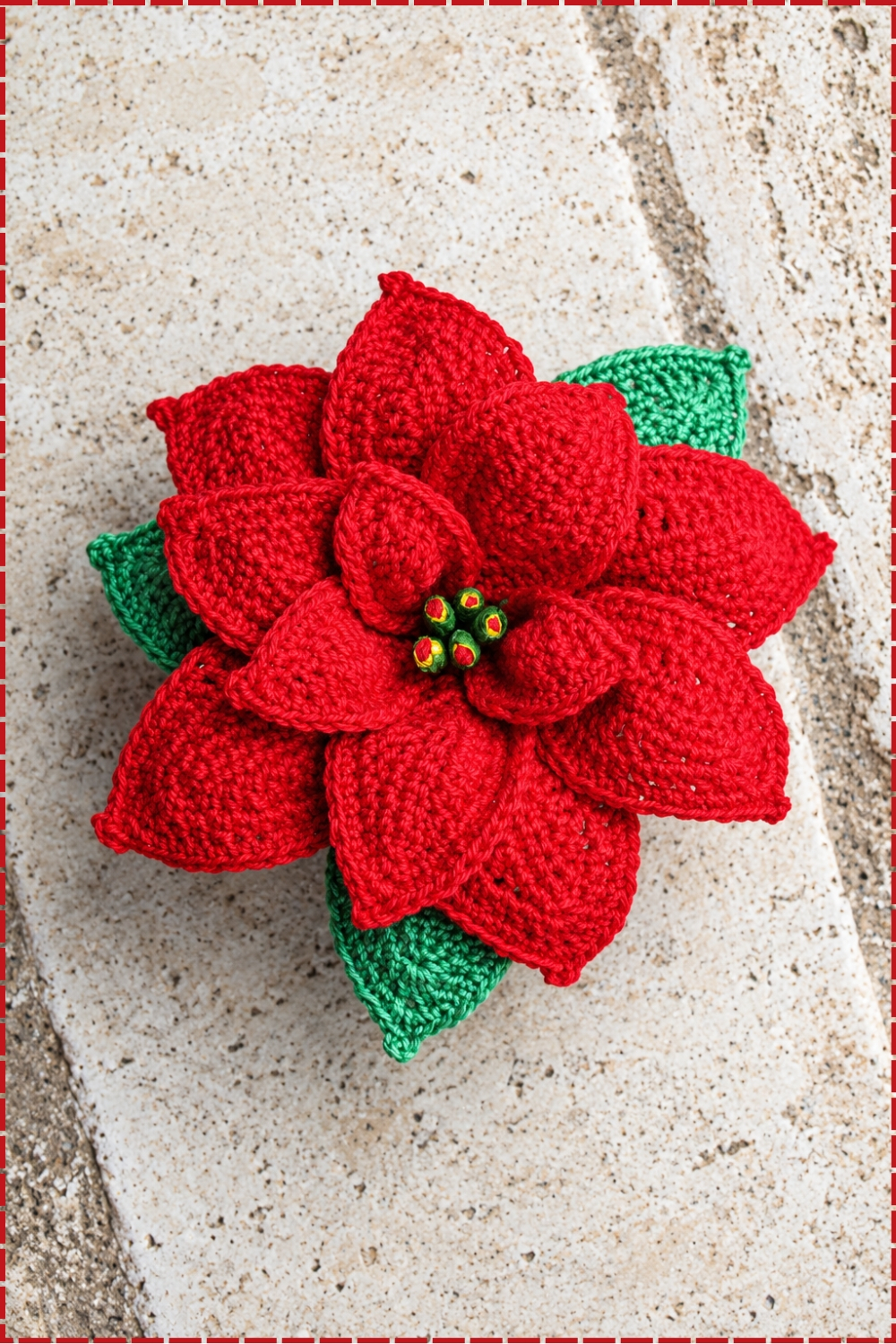 Full Starburst Crochet Poinsettia Bloom