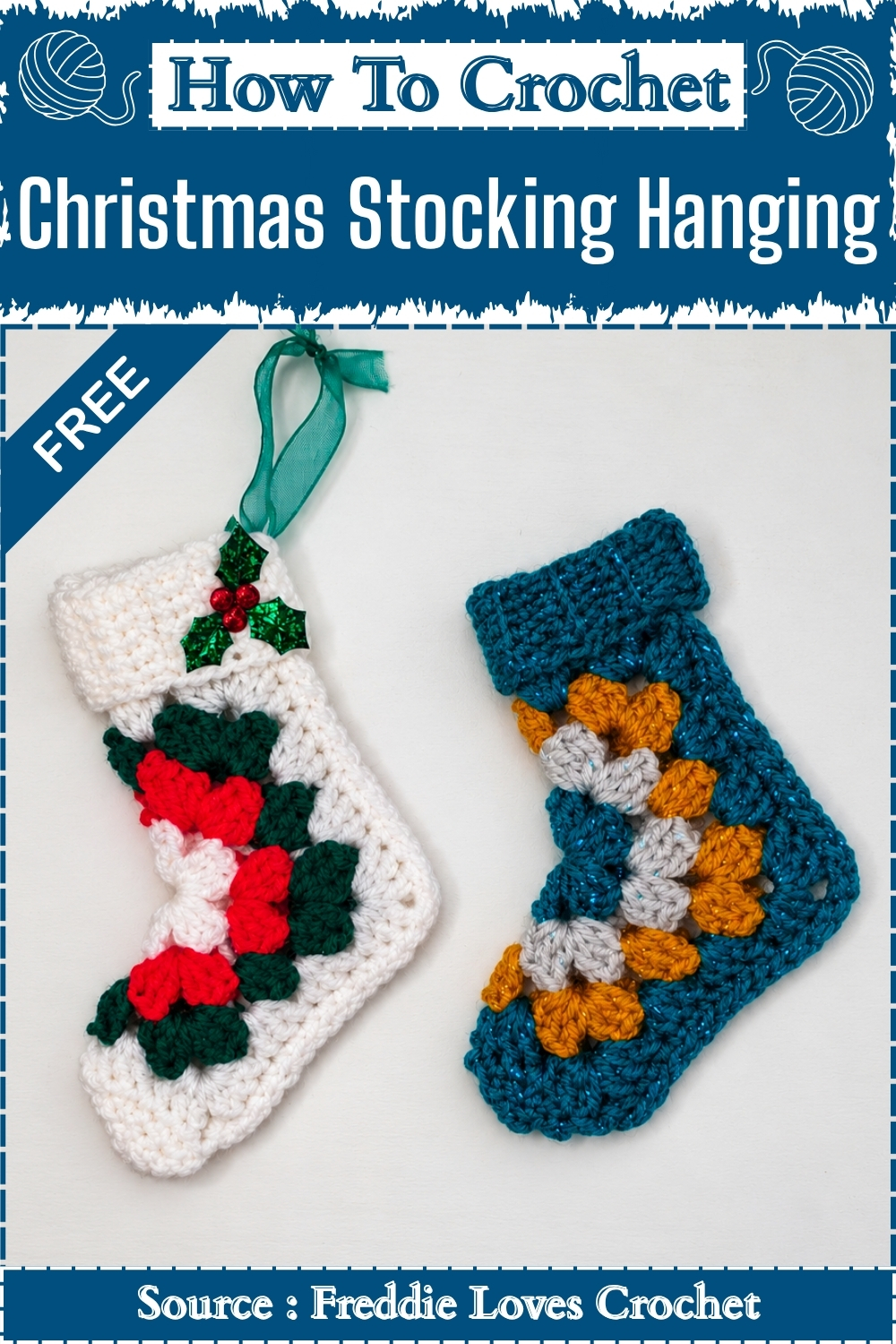 How To Crochet Christmas Stocking Hanging Decoration