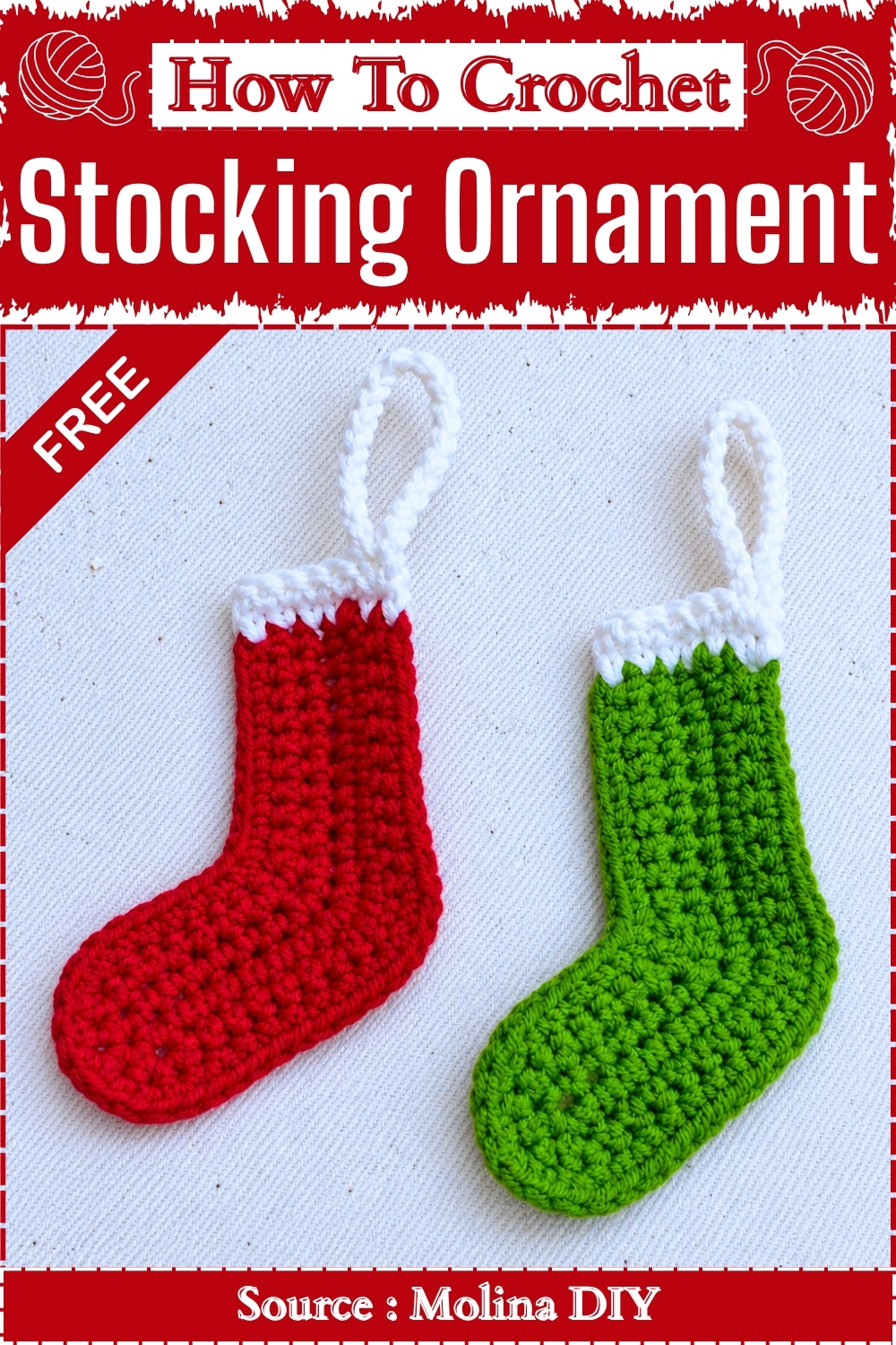 How To Crochet Christmas Stocking Ornament