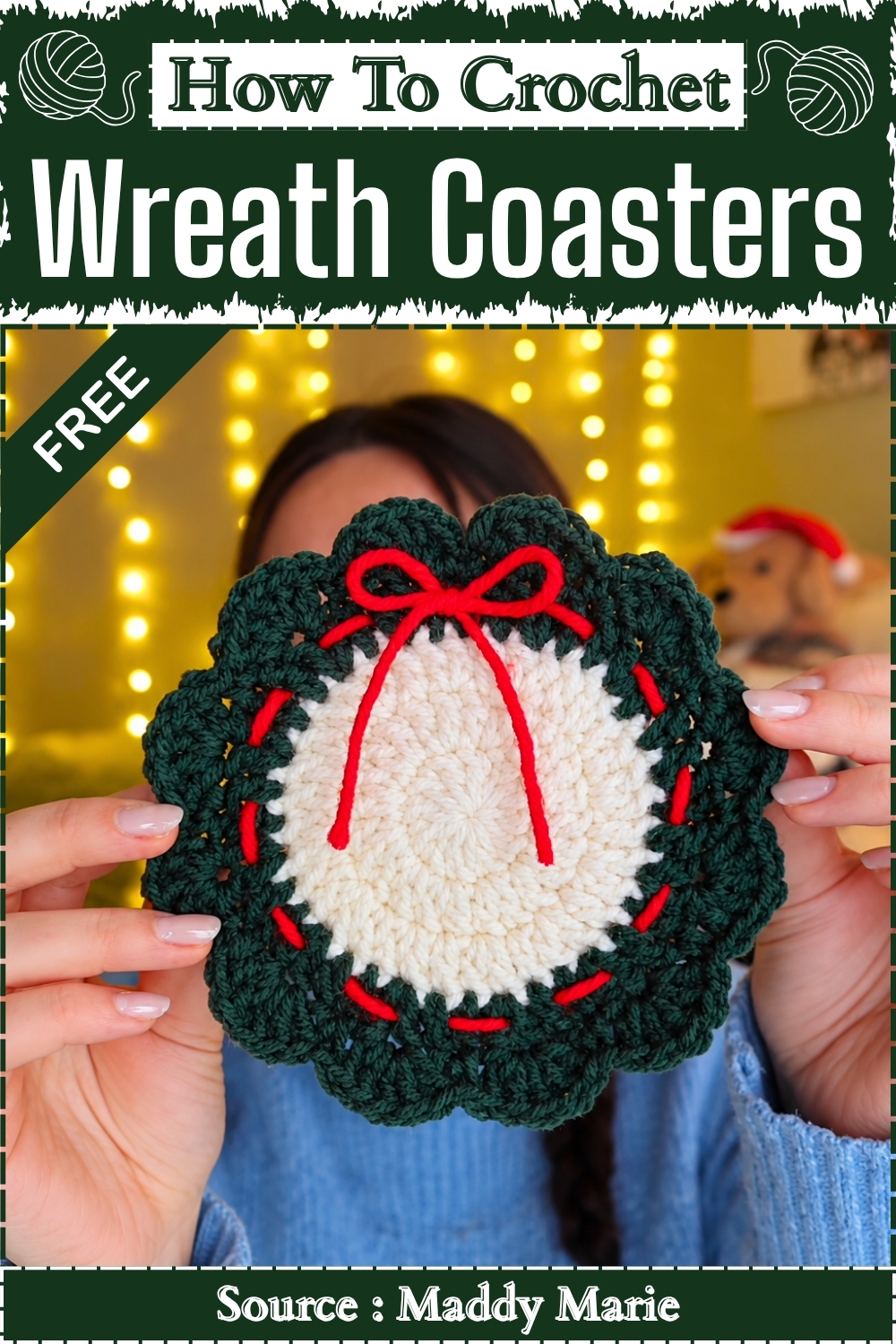 How To Crochet Christmas Wreath Coasters