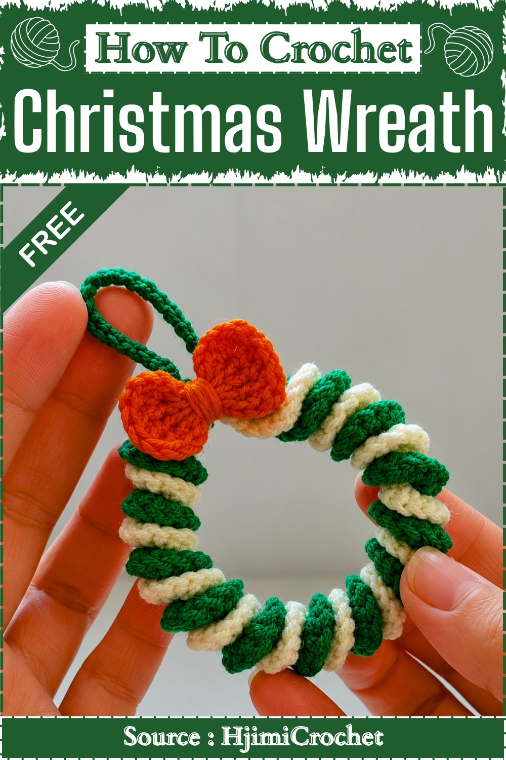 How To Crochet Christmas Wreath Ornament