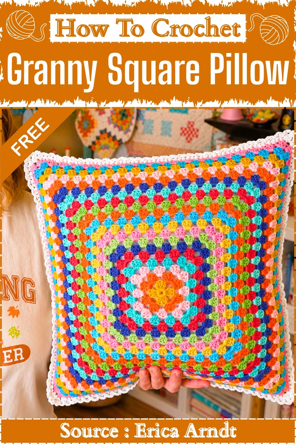How To Crochet Cozy Granny Square Pillow For Beginners