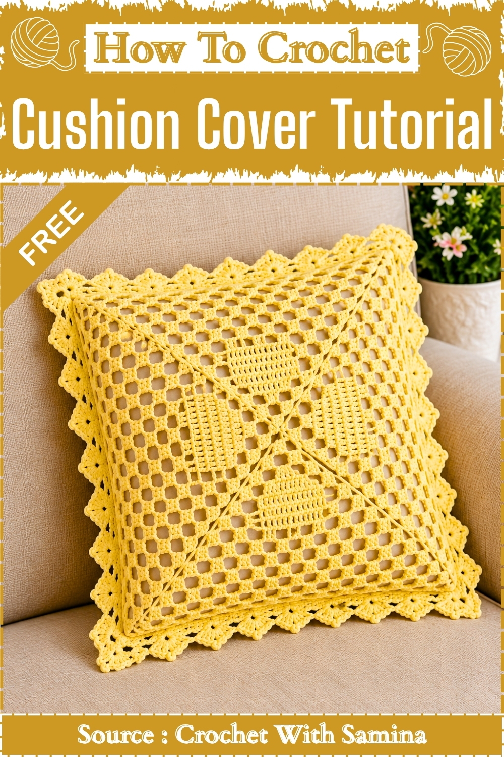 How To Crochet Cushion Cover Tutorial