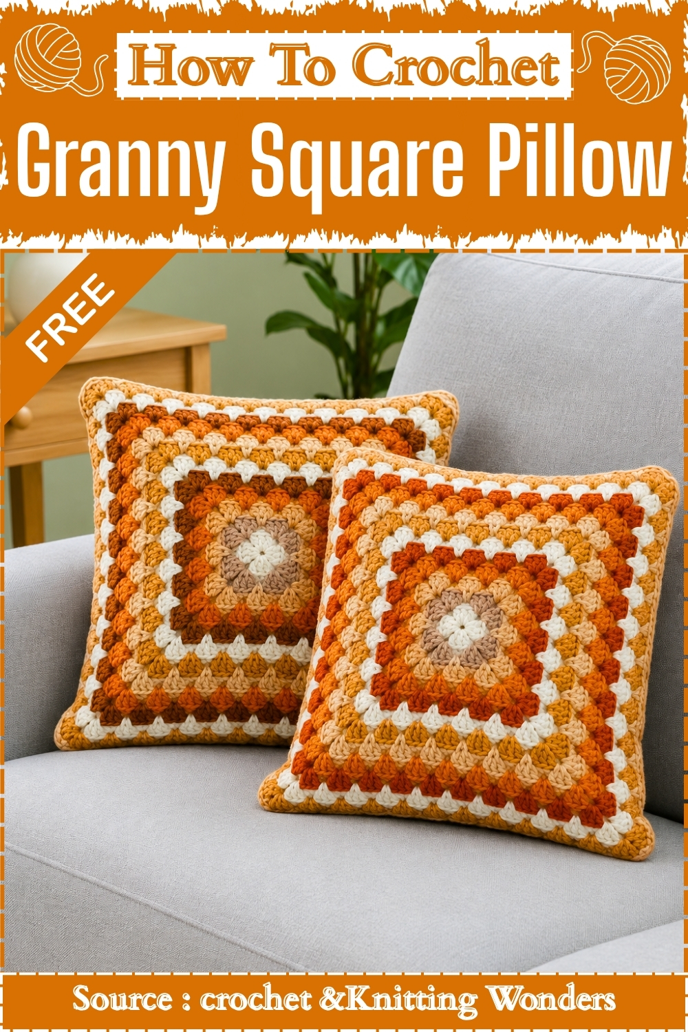 How To Crochet Granny Square Pillow Cover