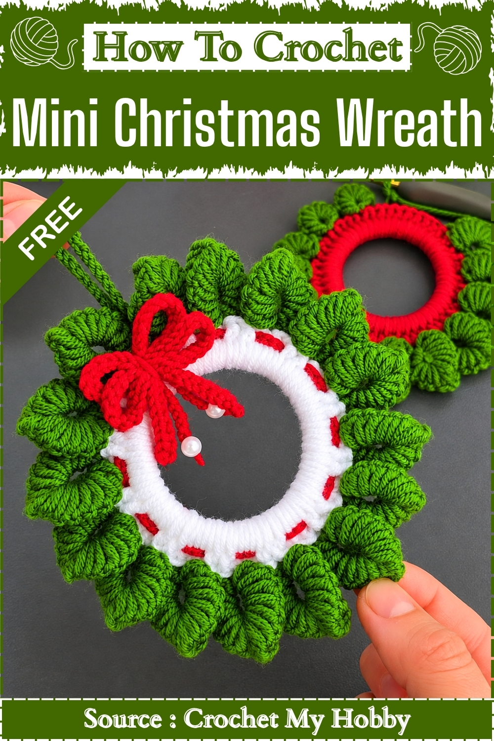 How To Crochet Mini Christmas Wreath (1)