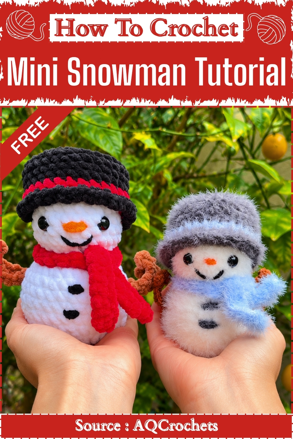 How To Crochet Mini Snowman Tutorial