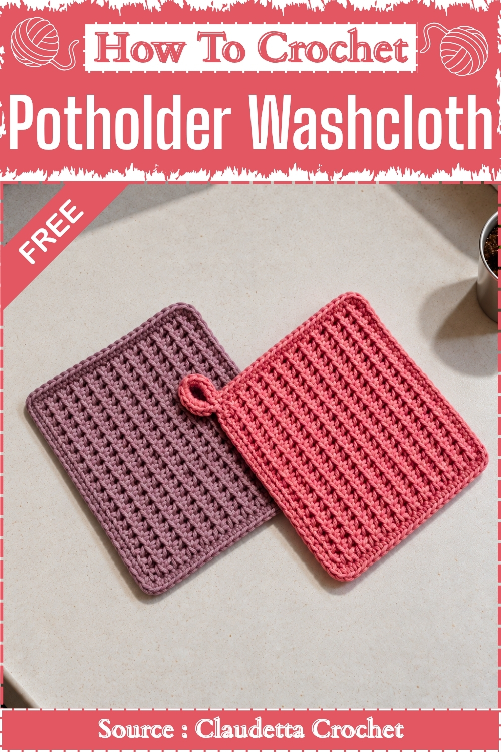 How To Crochet Potholder Washcloth