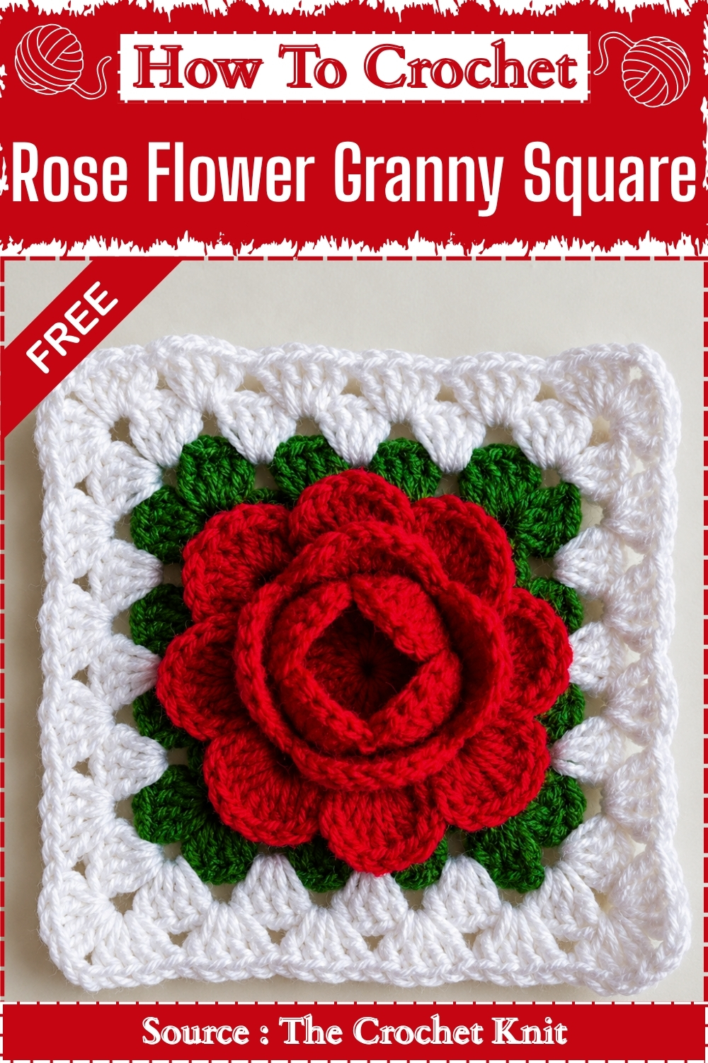 How To Crochet Rose Flower Granny Square Tutorial