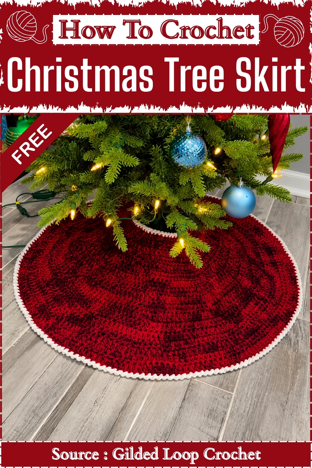 How To Crochet Snowflake Christmas Tree Skirt (1)