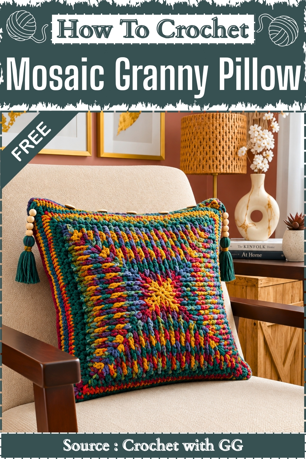 How To Crochet Striking Mosaic Granny Pillow