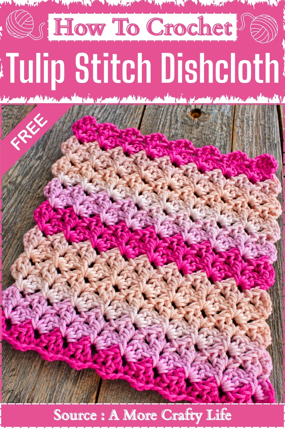 How To Crochet Tulip Stitch Dishcloth