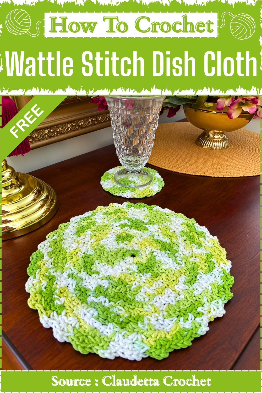 How To Crochet Wattle Stitch Dish Cloth