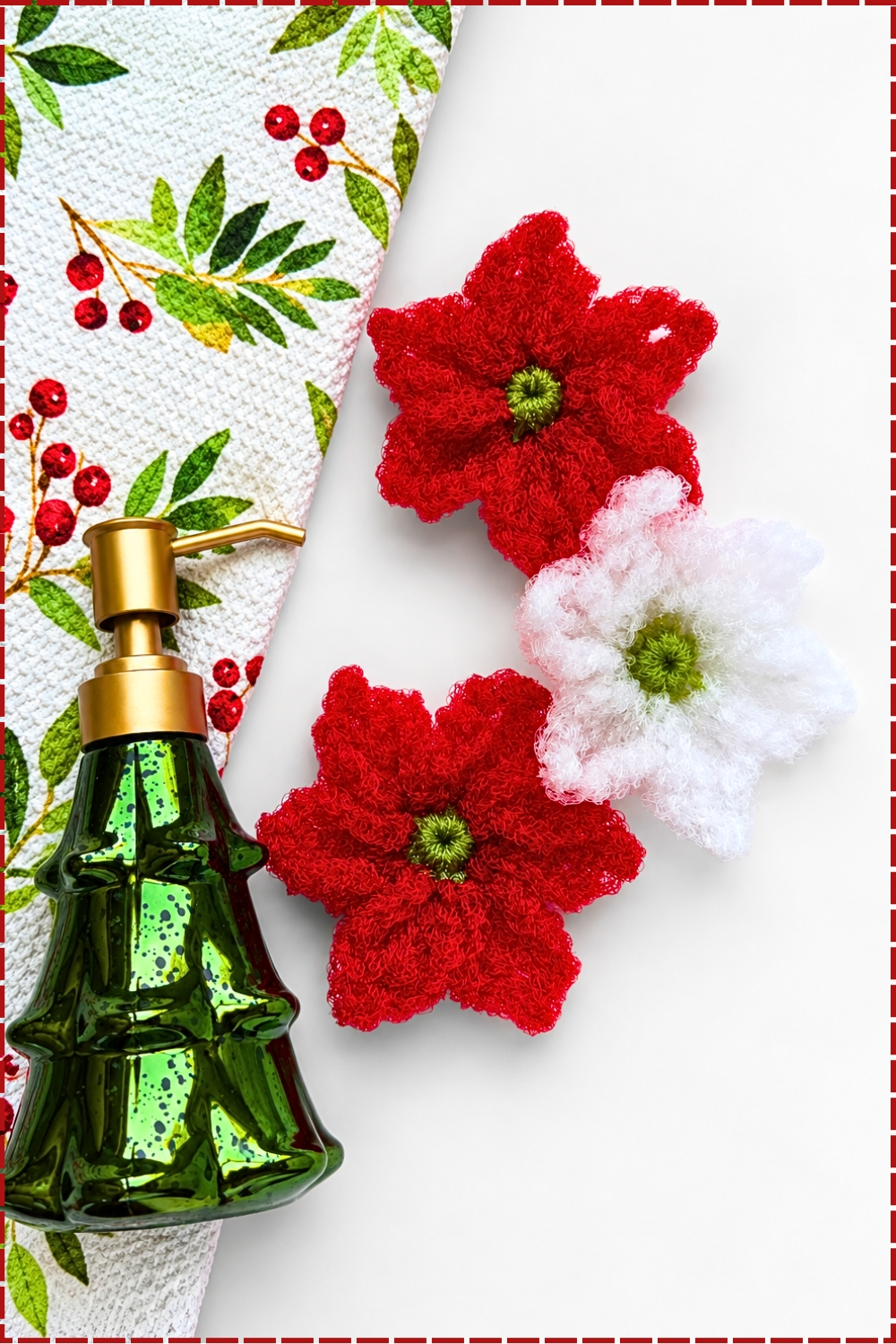 Make The Crochet Poinsettia Dish Scrubby With Pointed Petals