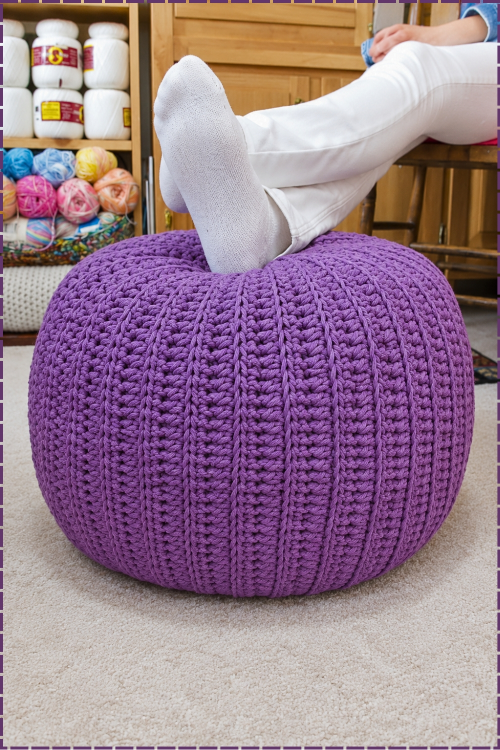 Modern Floor Pouf Crochet Furniture Pattern