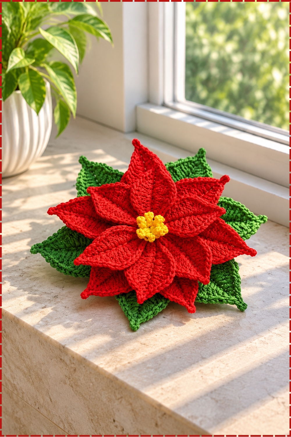 Open Petal Christmas Crochet Poinsettia Flower Tutorial