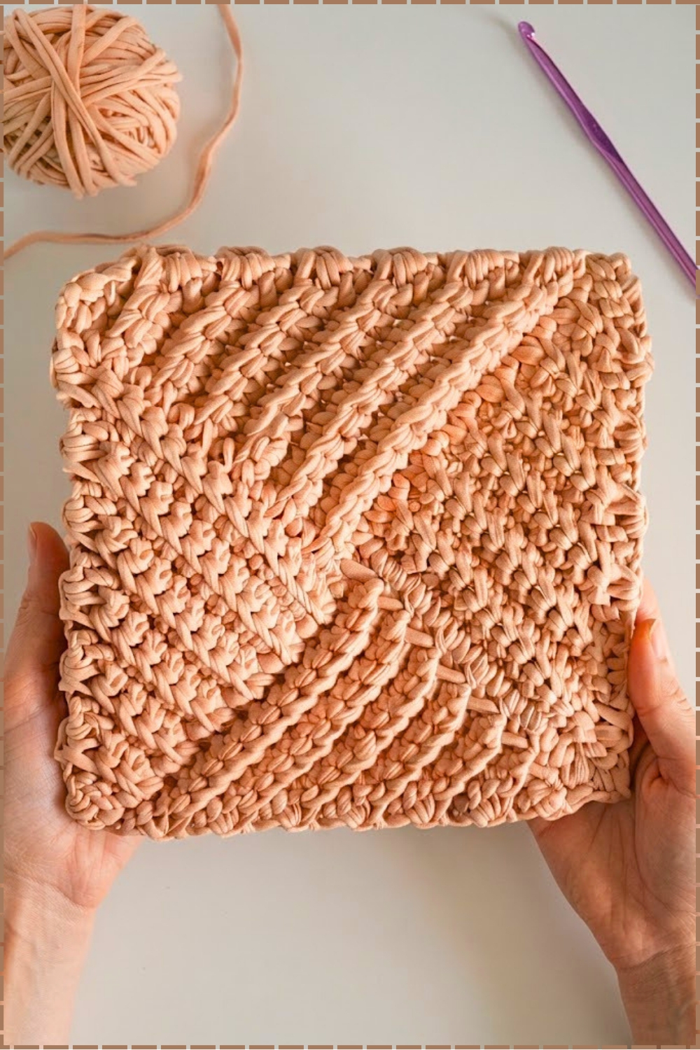Ridged Modern Textured Crochet Square Rug