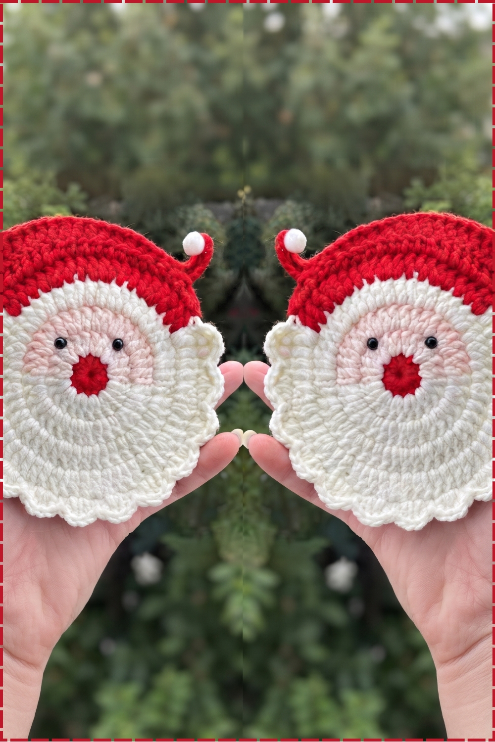 Round Christmas Crochet Santa Coaster Pattern