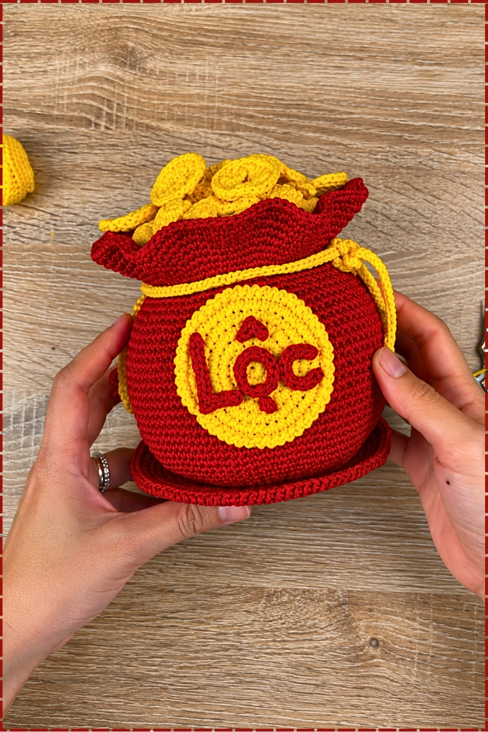 Round Crochet Lucky Golden Jar