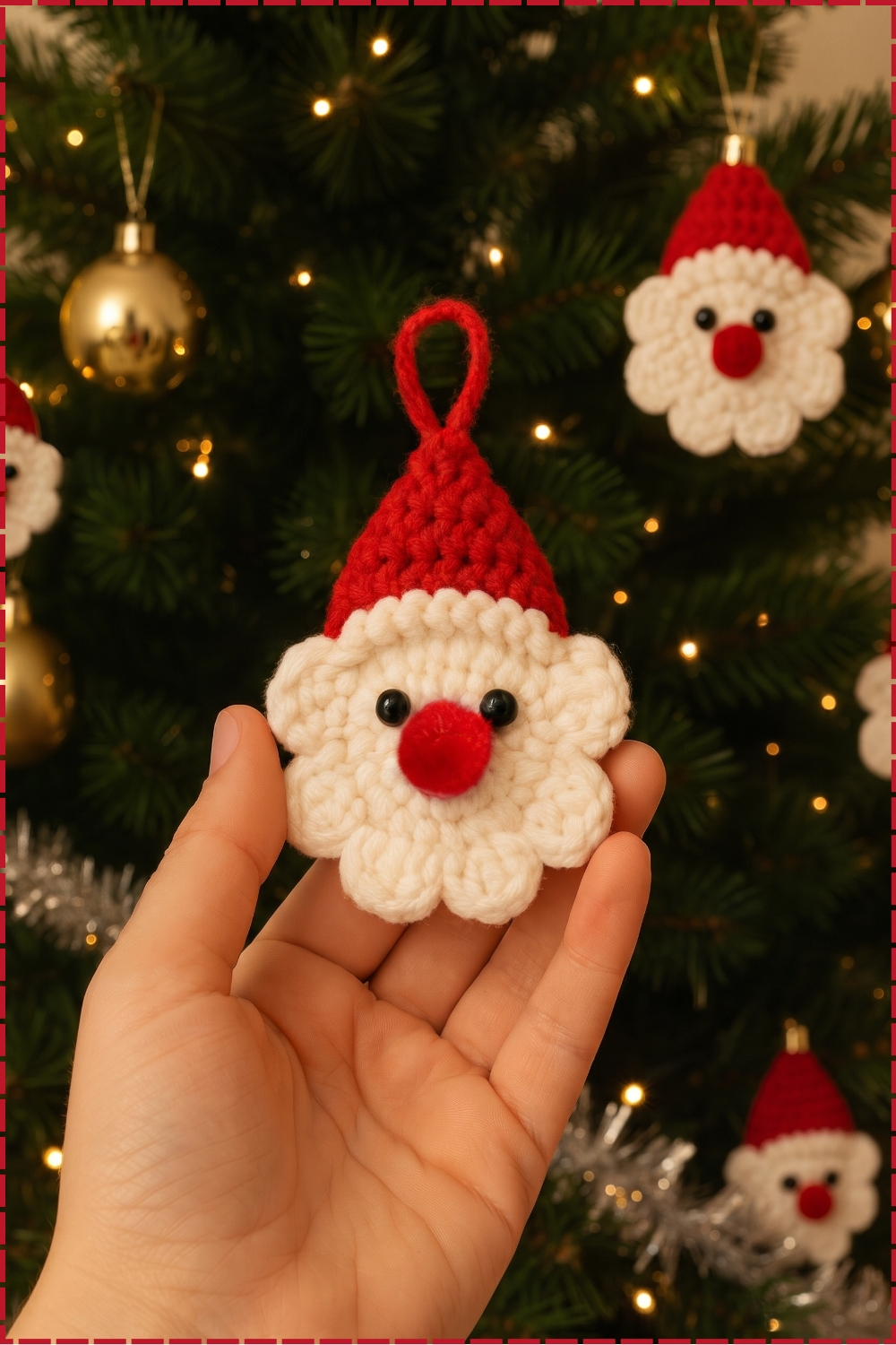 Round Crochet Santa Claus Holiday Ornaments