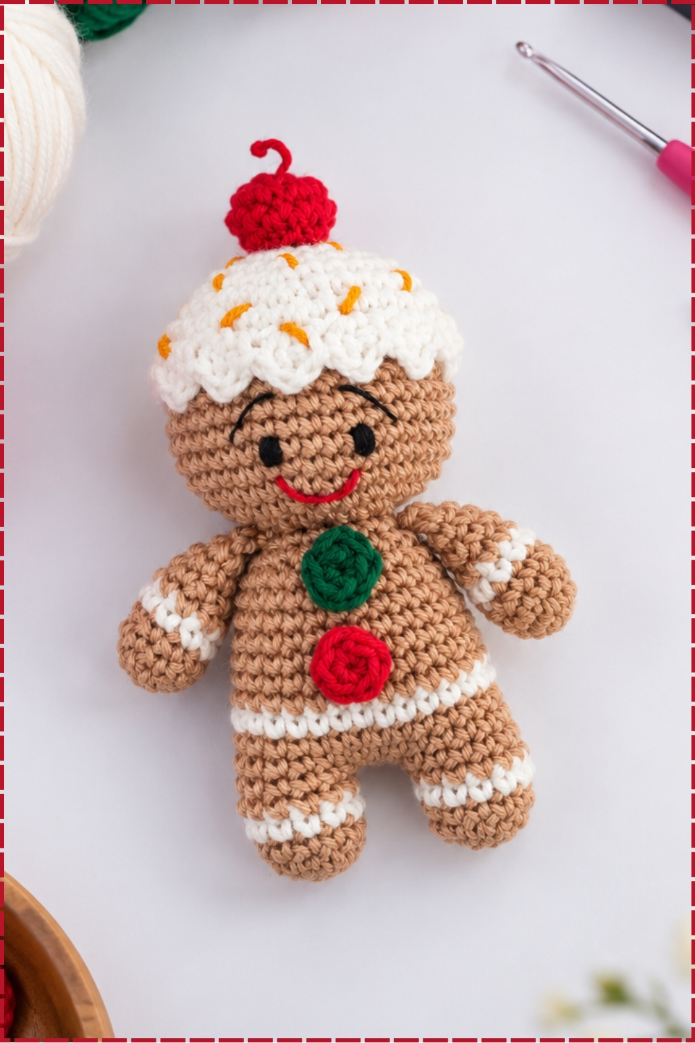 Round Stuffed Crochet Gingerbread Man Amigurumi Pattern