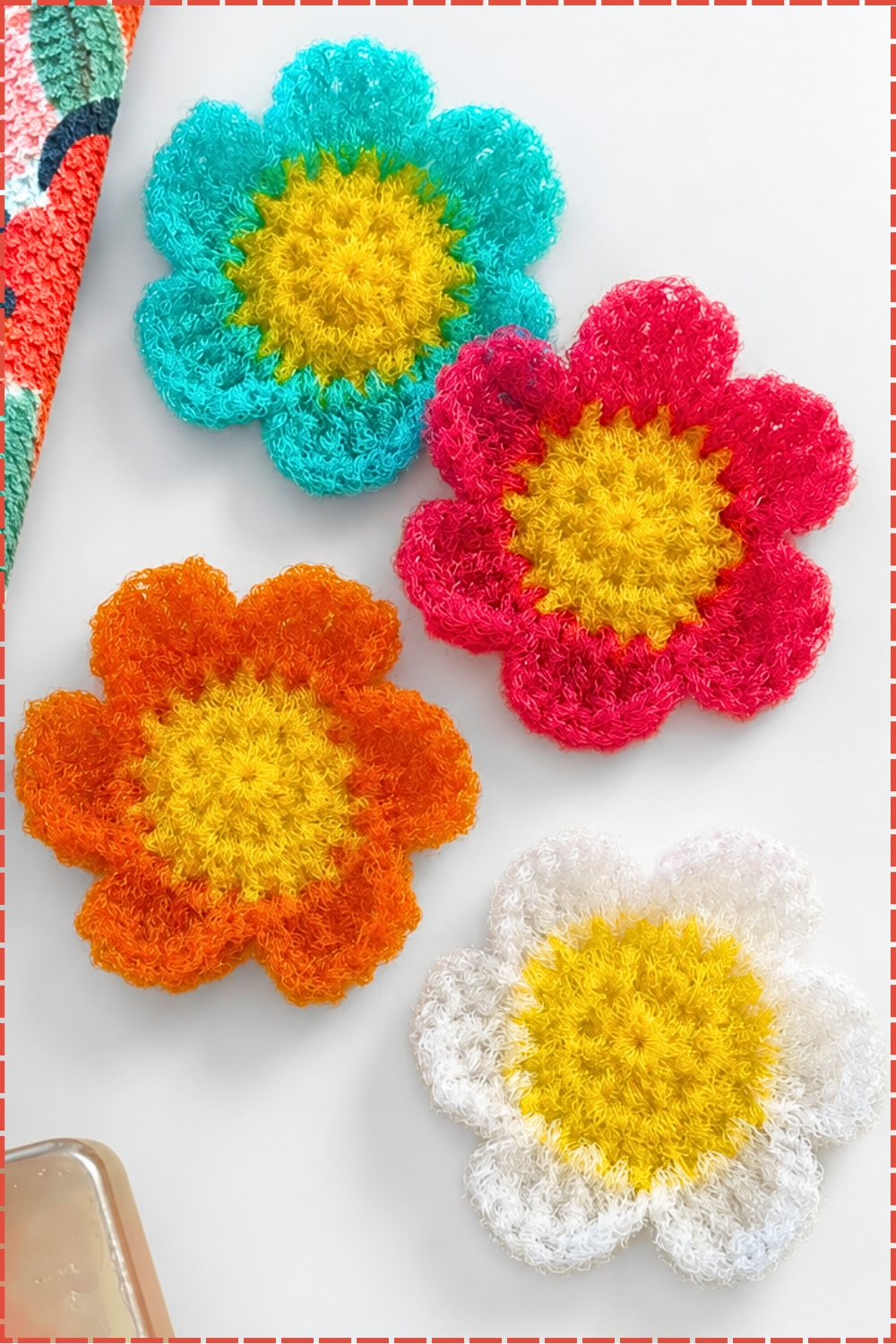 Scalloped Crochet Daisy Dish Scrubby