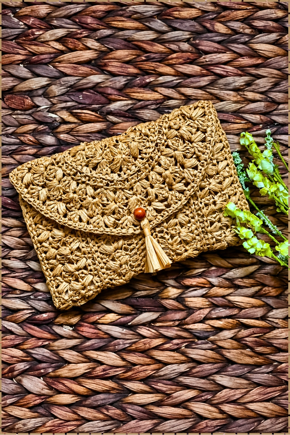 Slim Crochet Boho Summer Clutch BagSlim Crochet Boho Summer Clutch Bag