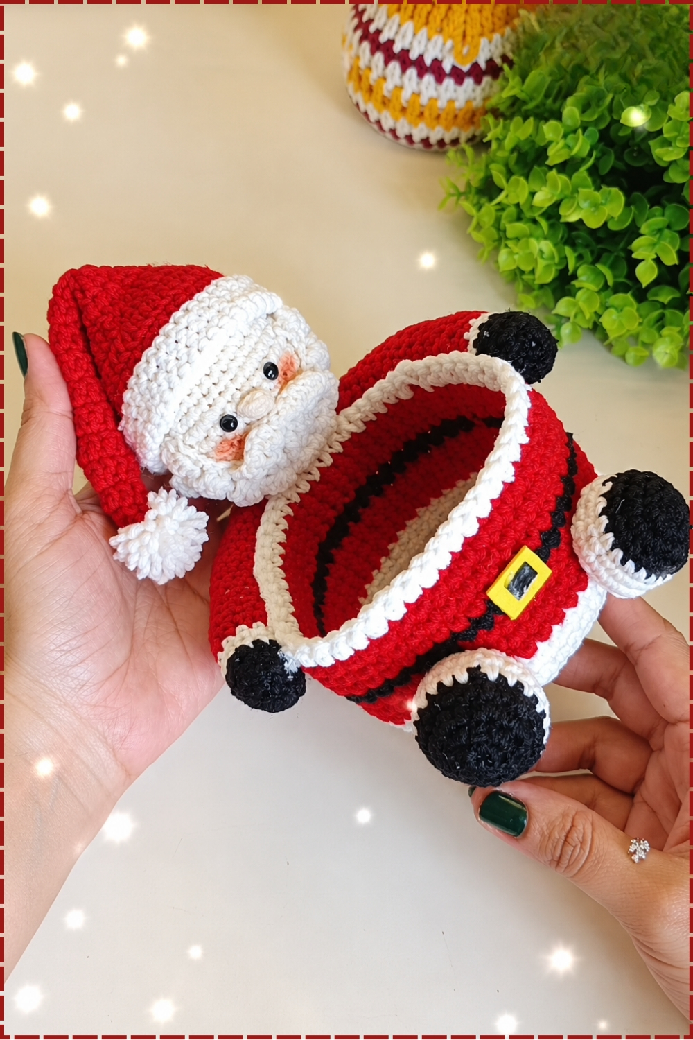 Sturdy Crochet Santa Claus Basket
