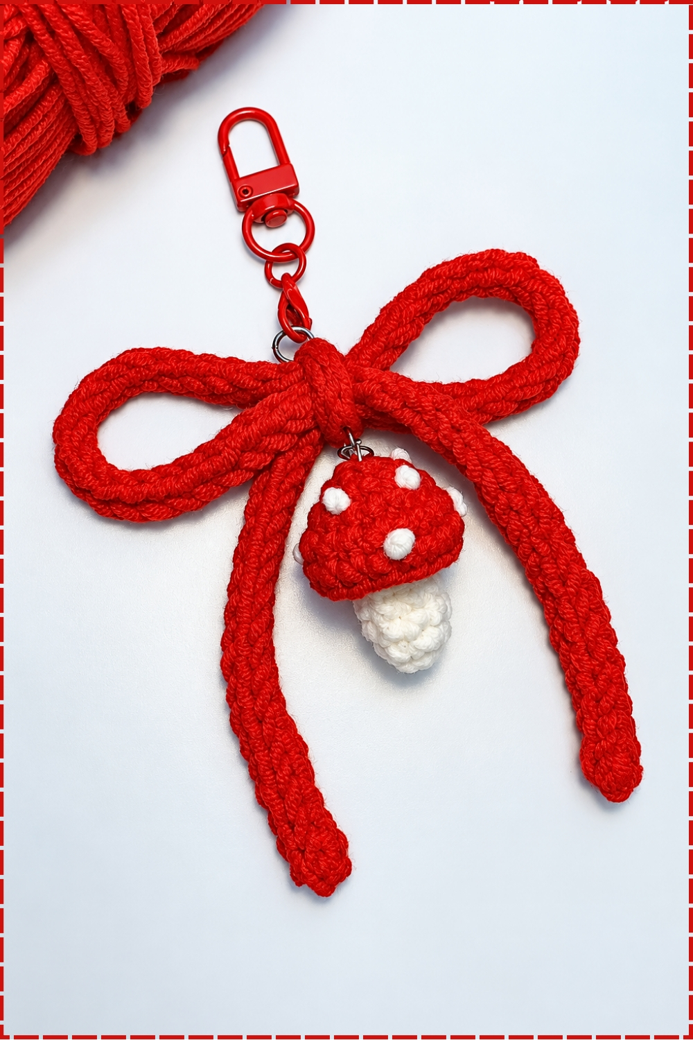 Sweet Crochet Bow and Mushroom Keychain