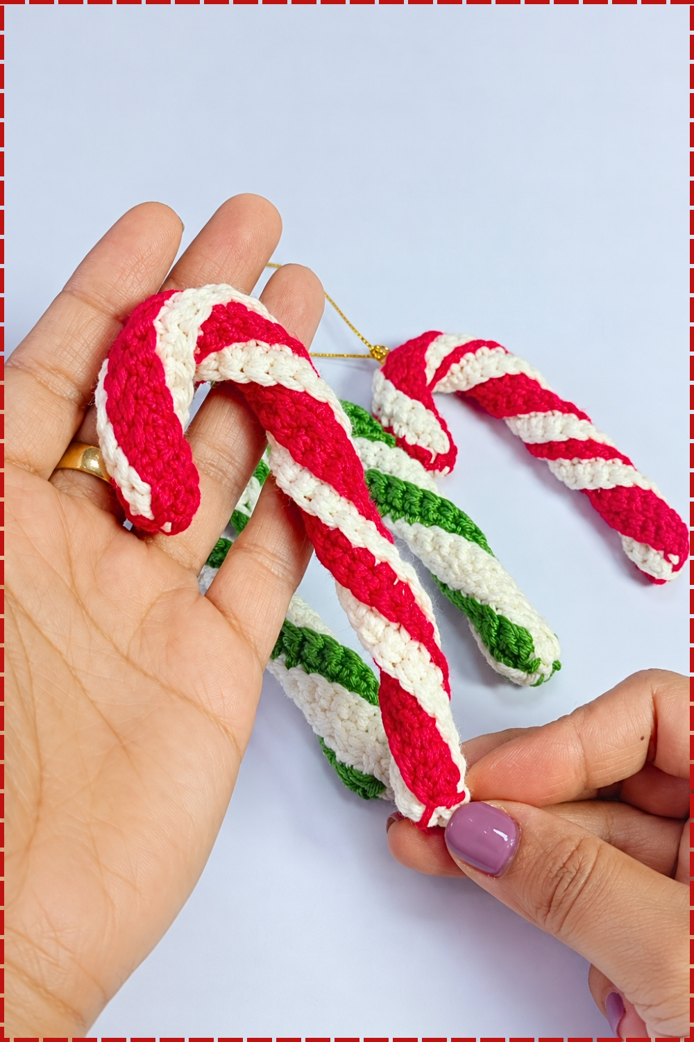 Twisted Crochet Candy Cane Christmas Ornaments