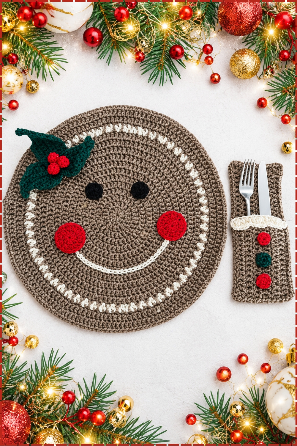 Wide Bordered Crochet Gingerbread Placemat Pattern